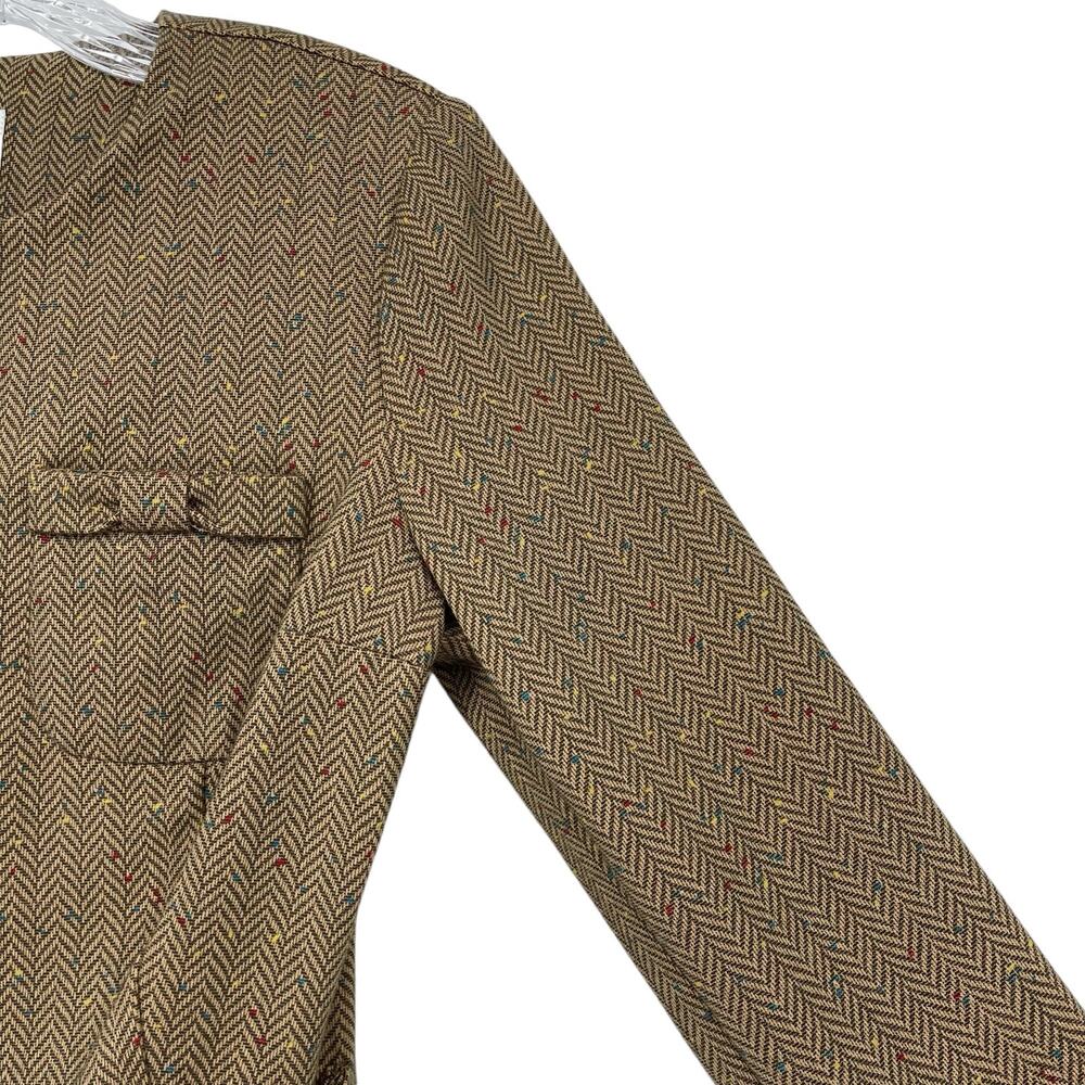 Cabi Tan Striped Herringbone Blazer Sz XSmall Bow Pockets Quiet Luxury Preppy - Picture 7 of 16